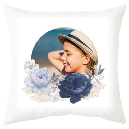 Подушка с фото и цветами