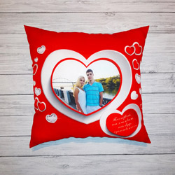 Подушка с фото 3D-сердце